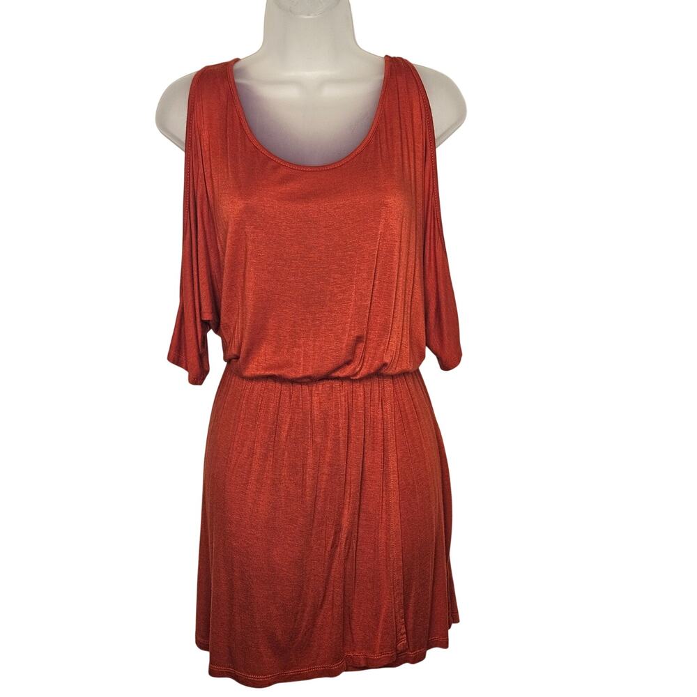 Cold Shoulder Soft & Comfy Dress Burnt Orange Stretchy by Rumors Size M/L? B16
